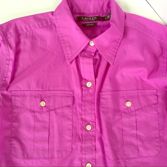 RALPH LAUREN WOMEN’S Magenta Button Down Blouse - Picture 2 of 8